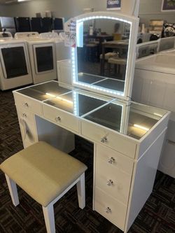 BLOW OUT SALE!! WHITE VANITY WITH LED LIGHTS