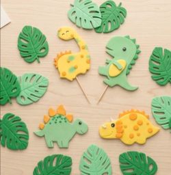 Dino safari cake topper Jungle Fantasy Decor for Tropical theme Parties.