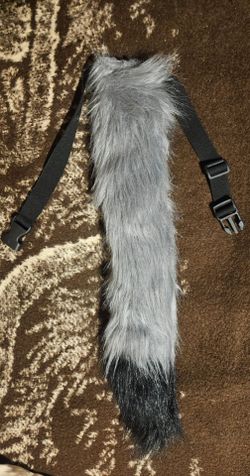 HOLLOWEEN GREY & BLACK 20" PLUSH TAIL WOLF ,FOX, DOG COS PLAY COSTUME