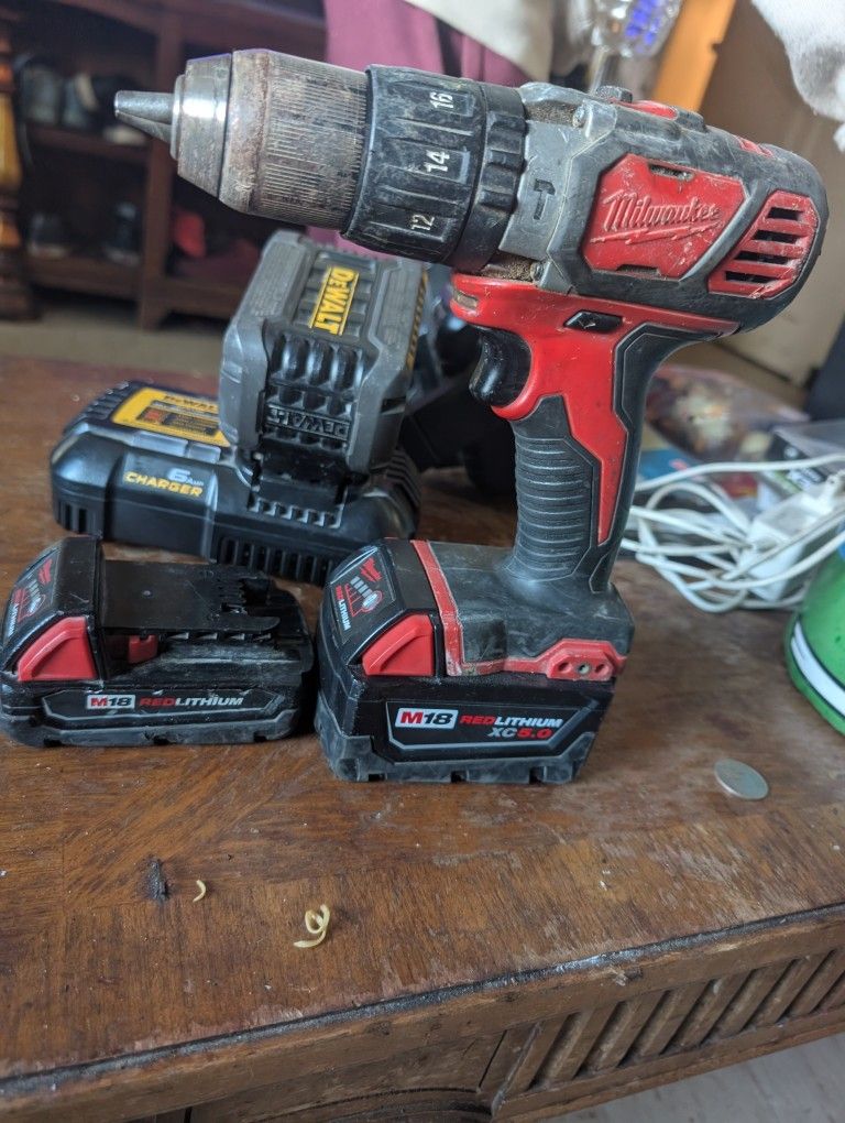 Milwaukee Drill With Two Batteries