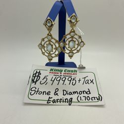 18KT YG STONE & Diamond Earring 