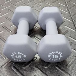 15lb Neoprene Dumbbells PAIR NEW