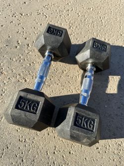 Rubber Hex Dumbbells, 1 pair 10.5 Lbs / 5KG