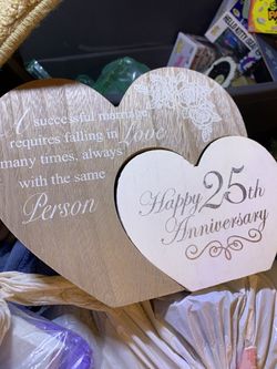 9 Sets - 25th / 50th Wedding Anniversary Momento - Wood