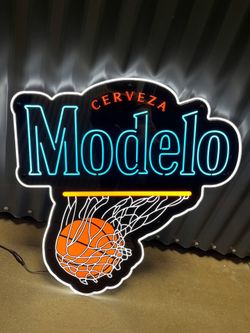 modelo beer sign basketball display sign man cave lakes Warriors bulls clippers jazz