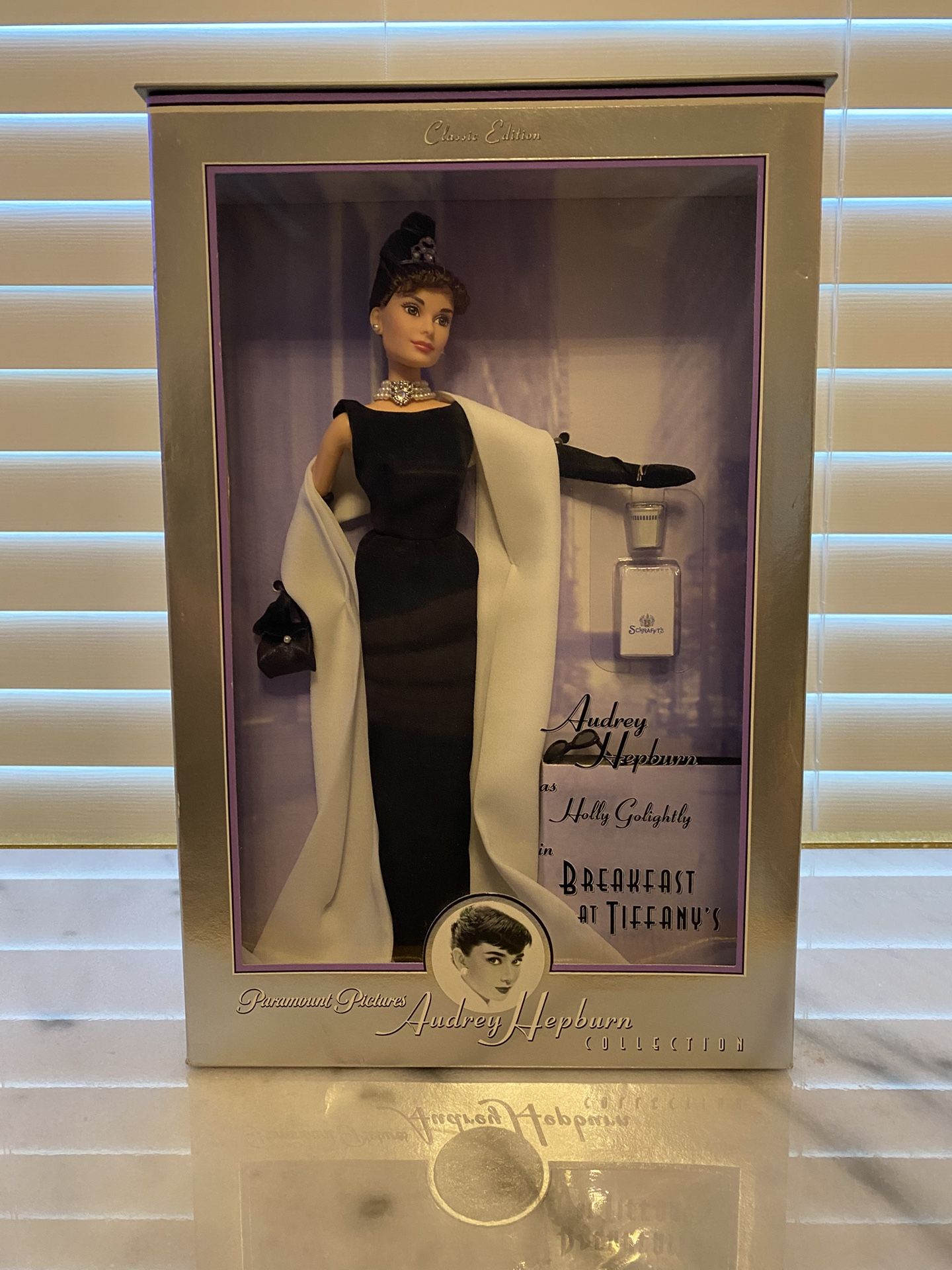 Audrey Hepburn as Holly GoLightly in Breakfast at Tiffany’s, Mattel Barbie Doll #20355, Mint Condition, Original Box Never Opened