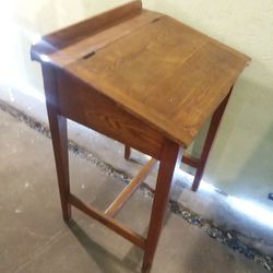 Antique All Wood Slant Top School Desk. Vanity Project?