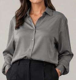Gray sateen long sleeve