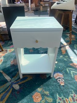 Light Blue Nightstand with Drawer and Shelf