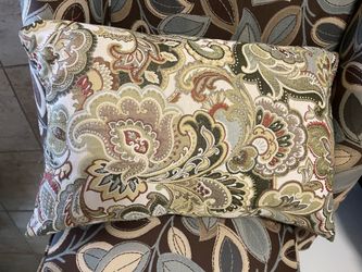 Floral Paisley Print Rectangular Feather Throw Pillow 25” x 16”