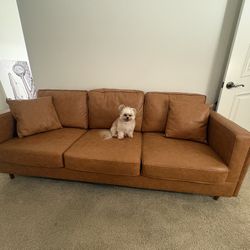 85" Faux Leather Square Arm Sofa