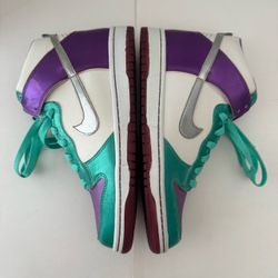 New No Box Nike Dunk High White Purple Cool Mint Patent Leather 308319-101 GS Girls Size 7Y