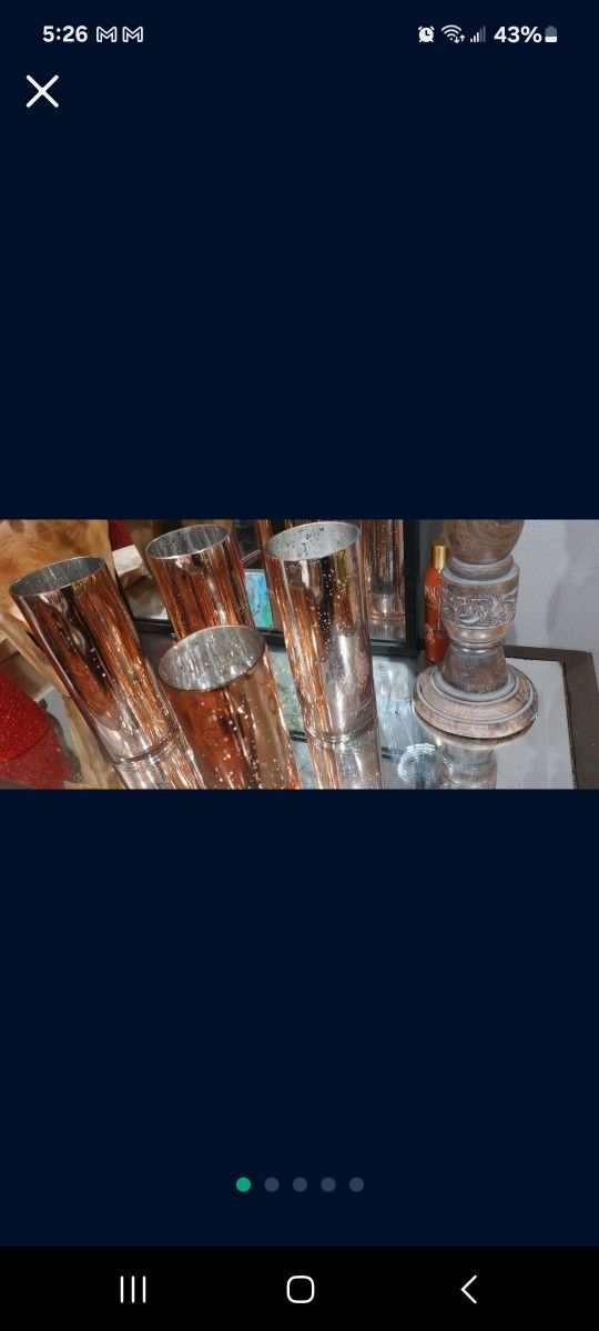 4 Rosegold Glass Cylinders For Candles Or Flowers