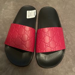 Gucci Womens Slide Hibiscus Red
