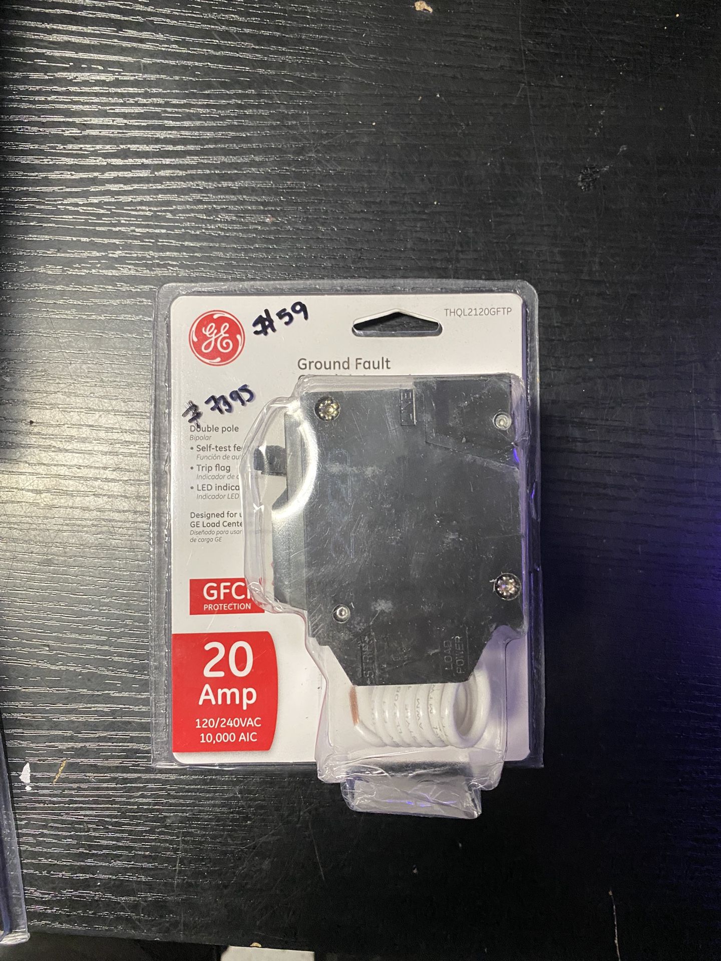 GE 20 Amp Double Pole Ground Fault Breaker with Self Test