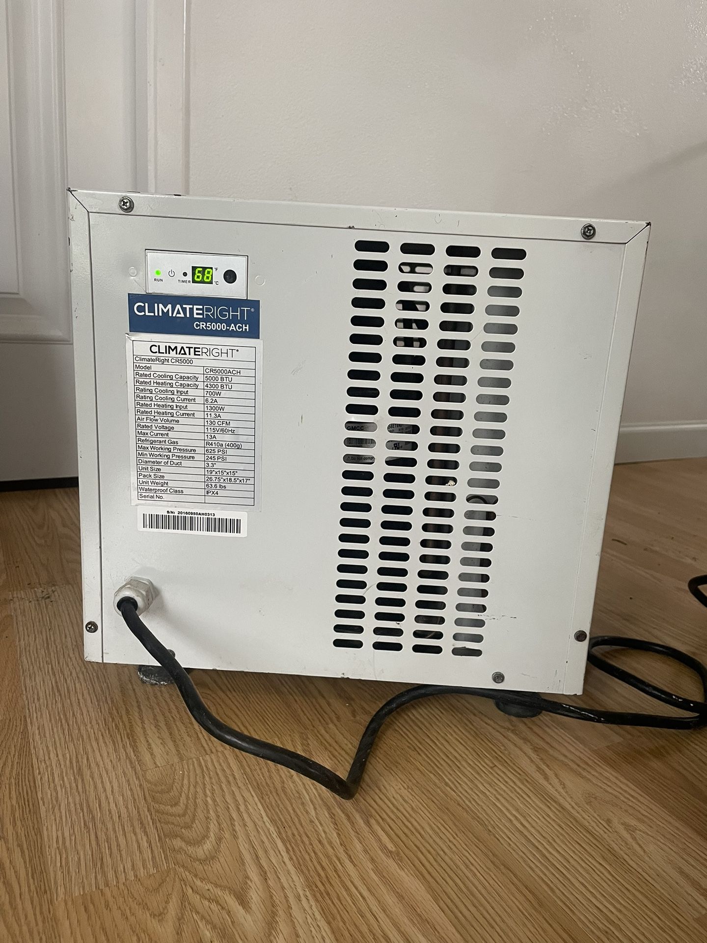 ClimateRight CR5000-ACH Heater/Air Conditioner with new remote