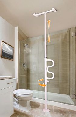 Stander Wonder Pole, Security-Pole and Curve Grab Bar, Tension Mounted Floor to Ceiling Transfer-Pole for Seniors, Elderly Adults, Bathroom Safety Ass