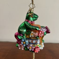 Christopher Radko Frog Ornament 4.75” tall x 3.25” wide x 2” depth