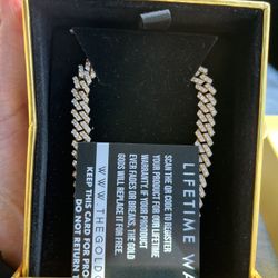Yg 8mm Straight Diamond Cuban Chain 