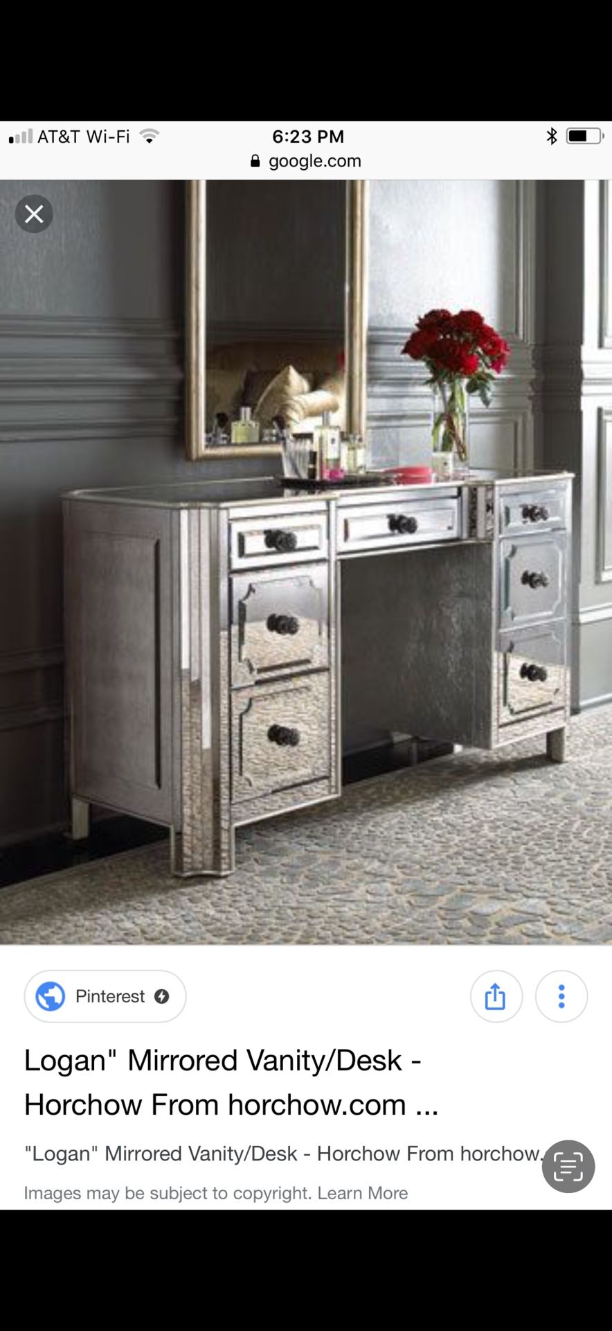 Stunning Neiman Marcus-Horchow Logan Mirrored Vanity/Desk Pd $2800 
