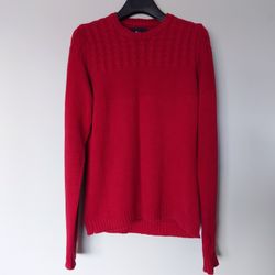 Frank Ny Way U Look Crewneck Cotton Sweater Red Size M - FROM GERMANY