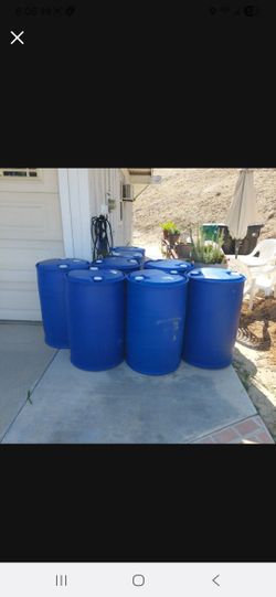 55 gal plastic barrel and Drums