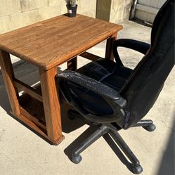 Wooden Study Desk On Wheels Plus Executive Chair - Easy To Transport 