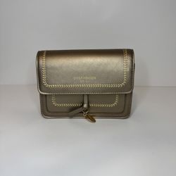 Women's Gold Crossbody Bag with Wide Strap