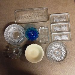 Leaded Glass Bowl and Assorted Glassware