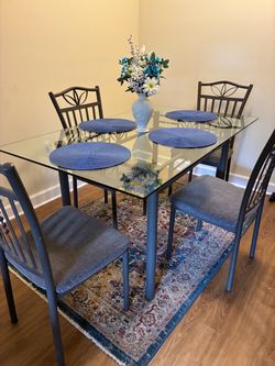 Glass Top Dining Table with 4 Chairs