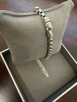 David Yurman Sterling Silver Box Chain Bracelet w/ Box Clasp Nordstrom Cert New
