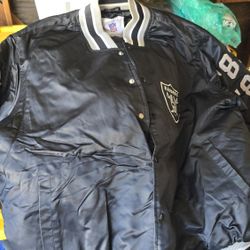 Oakland Raiders NFL Super Bowl Patch 76, 80, 83 Jersey Bomber Jacket Medium