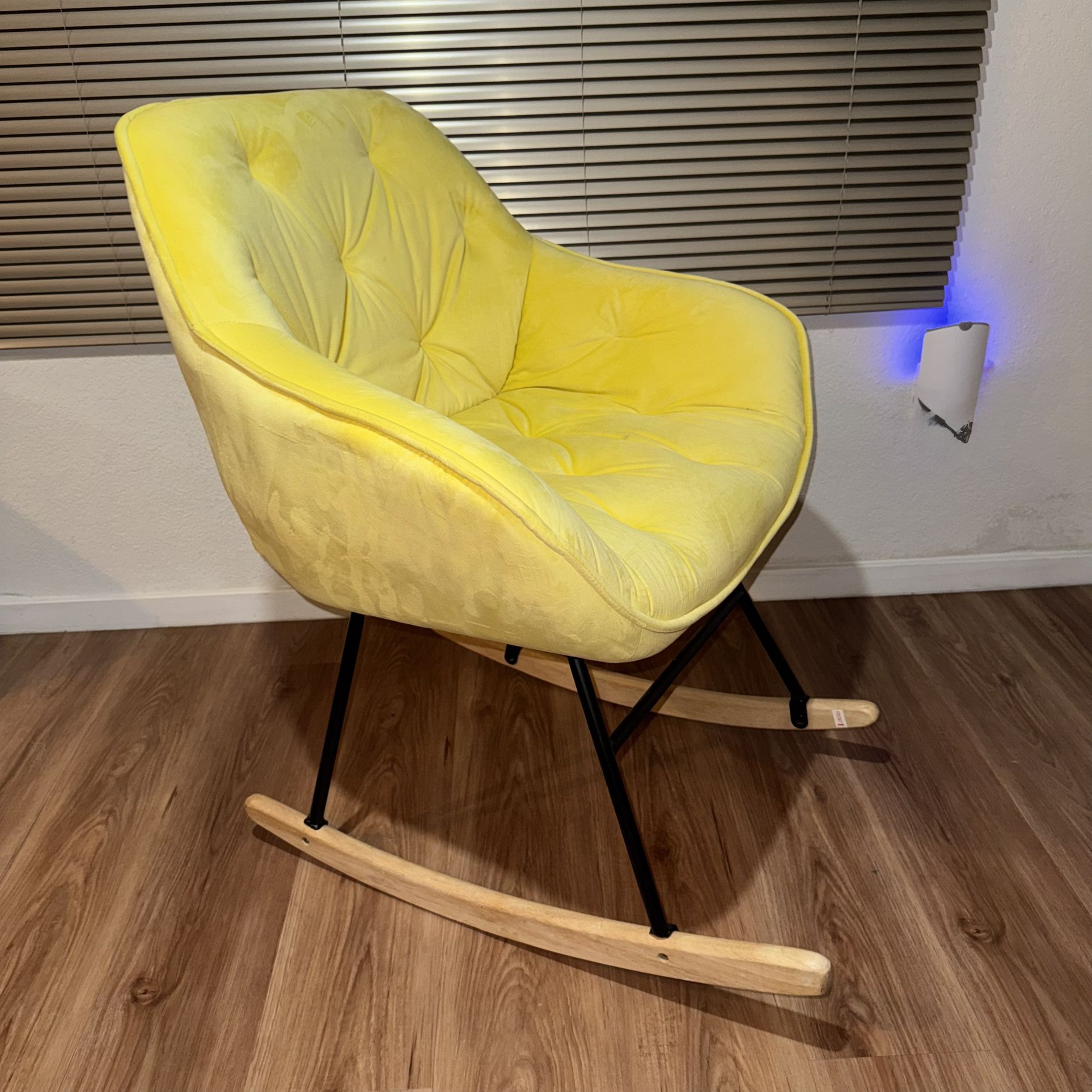 Yellow Velvet Rocking Chair – Modern & Cozy