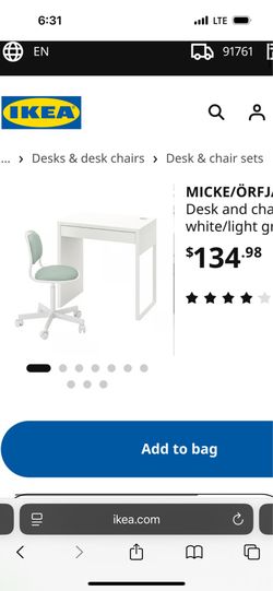 IKEA desk for sale w white chair (not pictured)