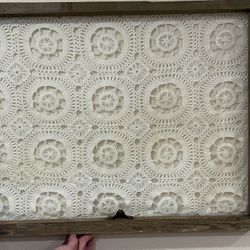 Antique Artistic Window With Crocheted Background 