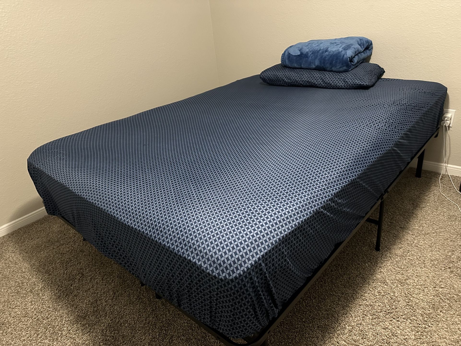 Queen Size Bed With Frame In Great Condition, 2 Storage Boxes + Table For Free