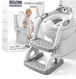 Potty Training Toilet with Step Stool: 8 Heights for Toddler 2-in-1 Potty Training Seat - for Kids Boys Girls, Adjustable Height with Splash Guard Sof