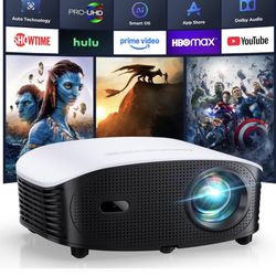 New In Box! Smart Mini Projector with WiFi and Bluetooth - 1200 ANSI 4K Support, Compatible with Netflix/YouTube/Prime Video, AI Auto Focus & Keystone