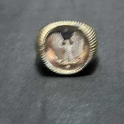 Vintage Rare Franklin Mint 14k Gold Eagle Coin 925 Ring