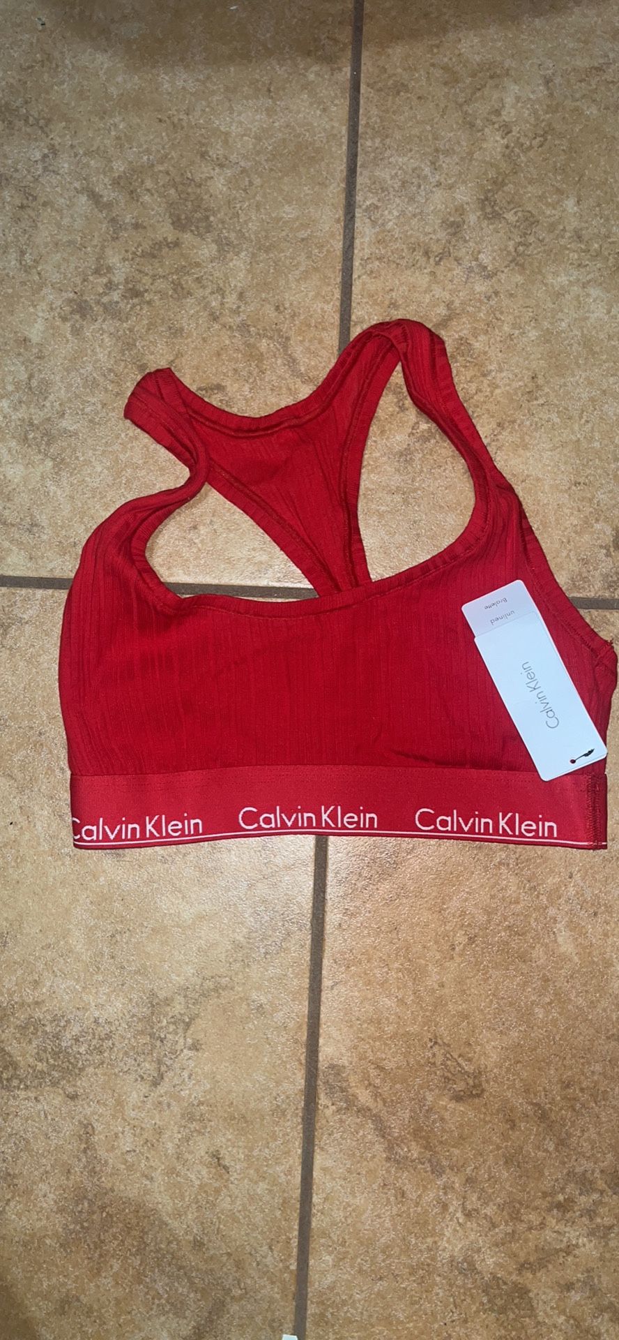 Calvin Klein Women's Modern Cotton Unlined Bralette Bra Sz Small Color Red