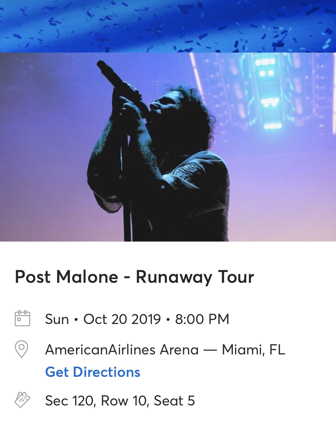 LAST CHANCE: Great Seat and Price. Single Post Malone Ticket with Garage Parking 10/20 8pm (AAA)