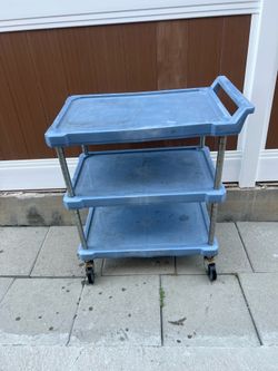 3-Shelf Rolling Plastic Utility Cart Shelf Truck on Casters, Blue