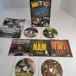 Vintage Battle Blitz 4 IN 1 Pack PC CD-ROM NAM,GUNSHIP,Beach Head 2000,WW2 GI