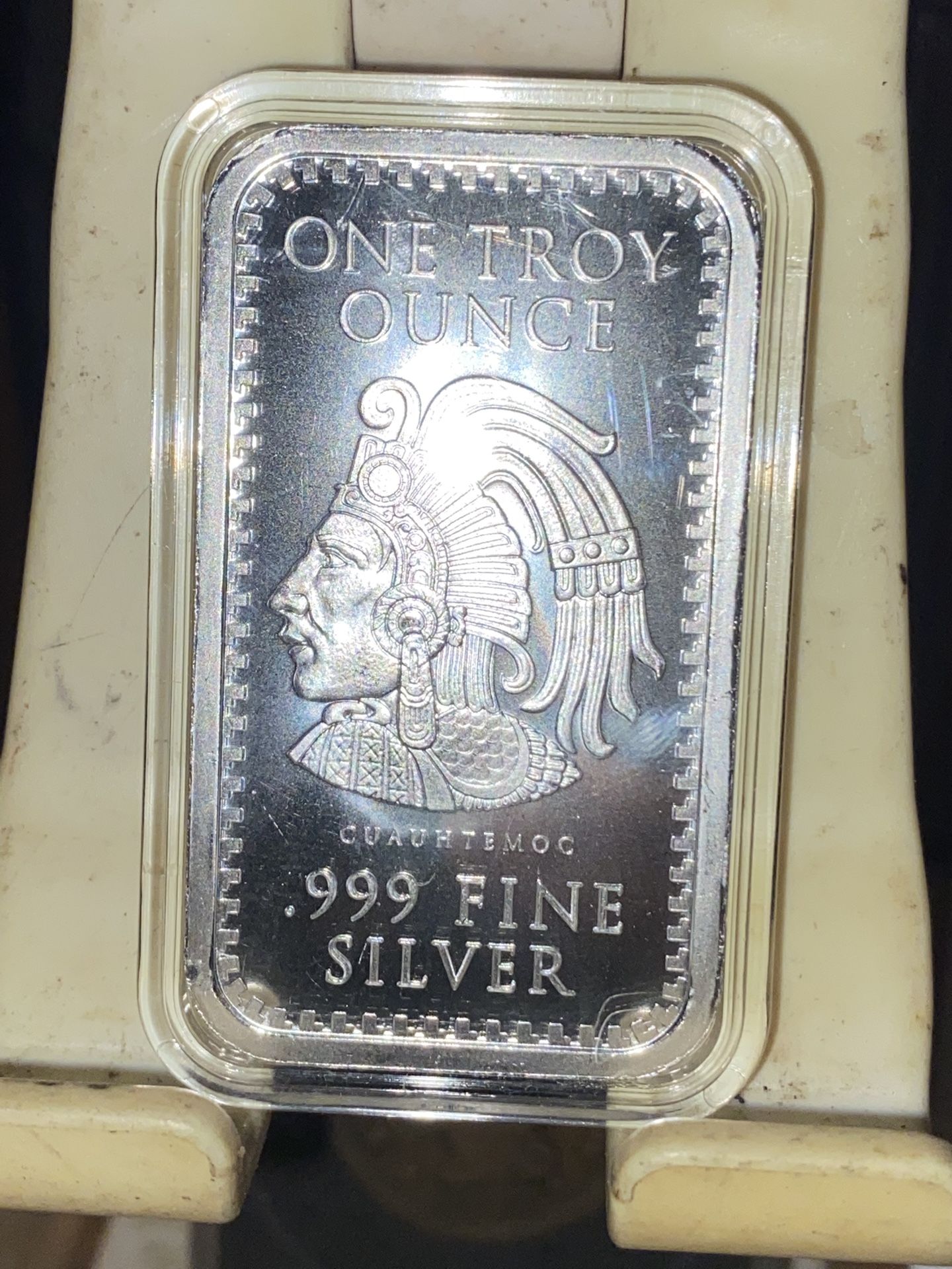 1 oz .999 Fine Silver Aztec Calendar Silver Bar IN A CAPSULE * FREE SHIPPING USA