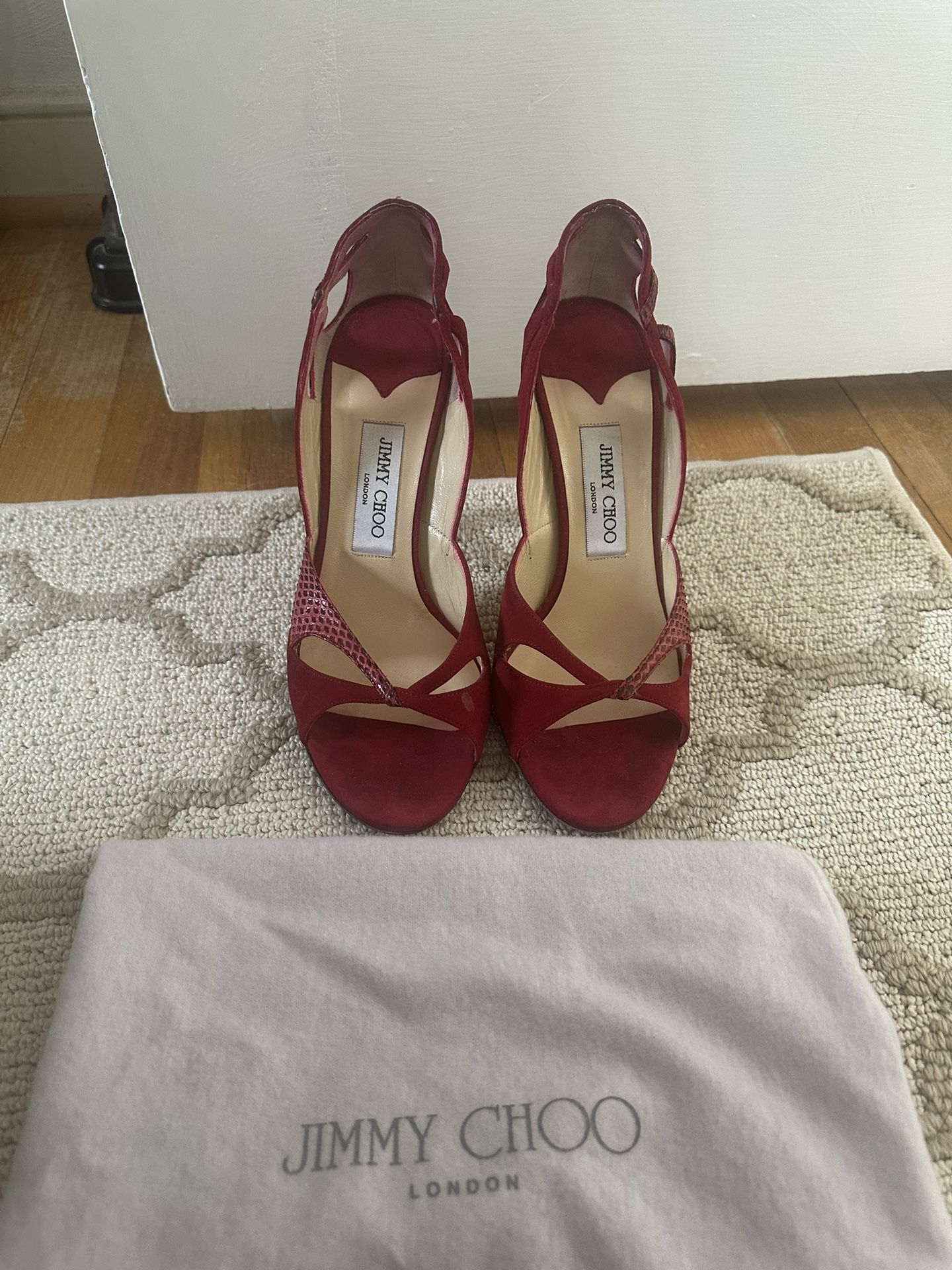 Jimmy Choo red snakeskin pumps