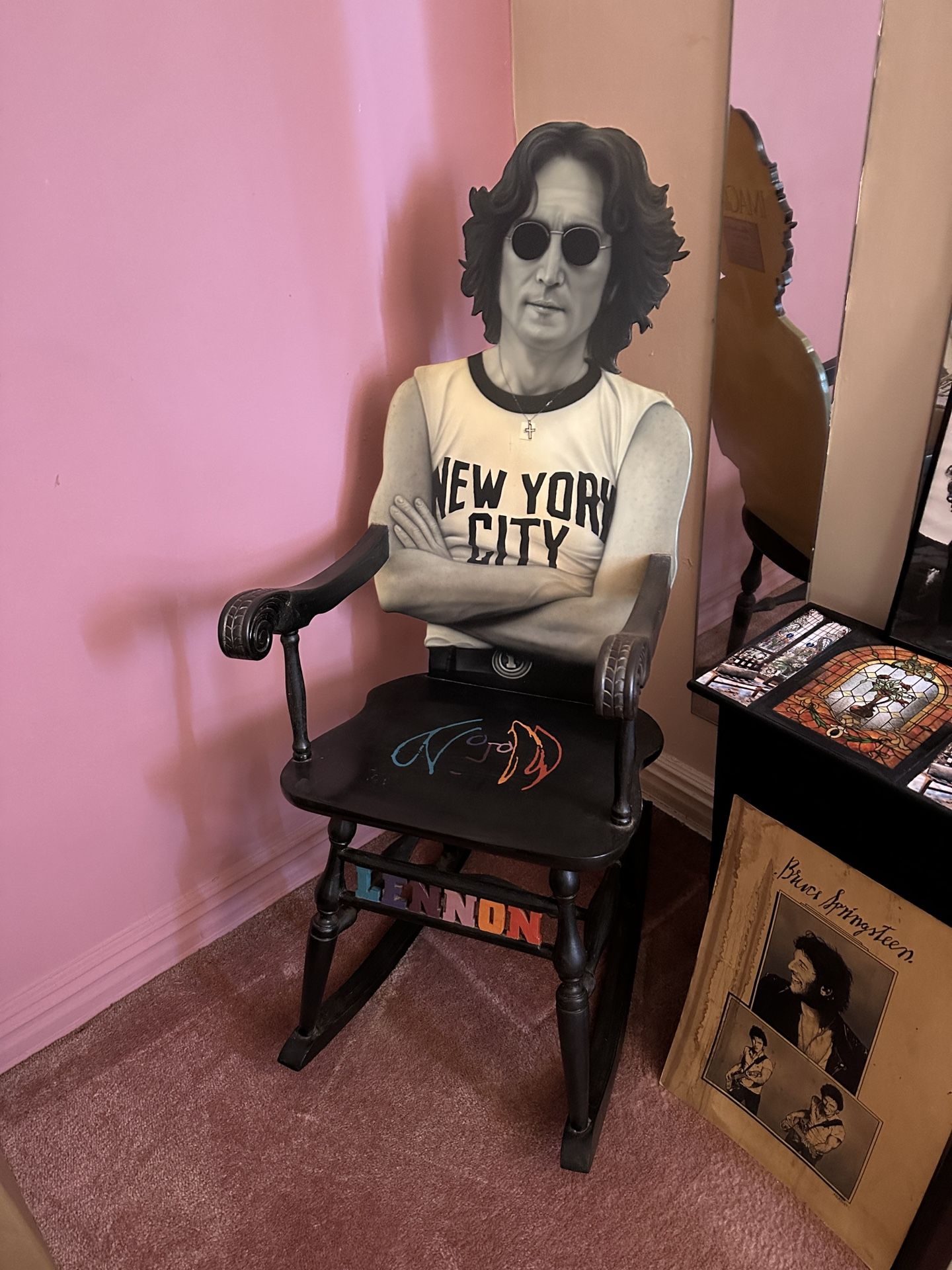 RARE ONE OF A KIND HAND MADE JOHN LENNON ROCKING CHAIR 