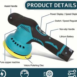 Cordless Car Buffer Polisher with 12V Lithium Rechargeable Battery*2, Cordless Polisher with 8 Variable Speeds, Cordless Buffer Polisher for Car Detai