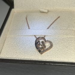 Mother And Baby 14k Gold And Diamond Necklace
