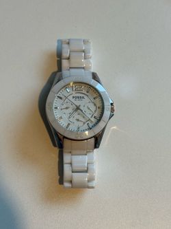 White Ceramic Fossil Women’s Watch