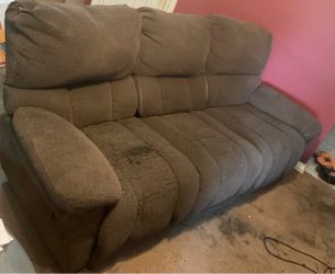 Brown Dual Reclining 3 seater sofa Heavy seat wear